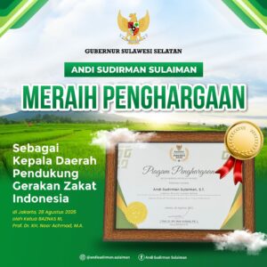 Baznas Apresiasi Gubernur Sulsel Lewat Anugerah Kepala Daerah Pendukung Gerakan Zakat