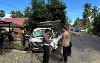 Kecelakaan Dramatis di Bone, Warga Bongkar Kabin Pick Up untuk Selamatkan Sopir