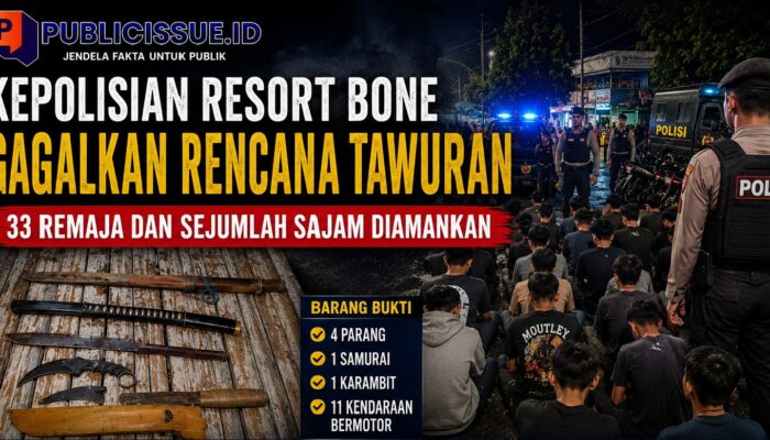 Kepolisian Resort Bone Gagalkan Rencana Tawuran, 33 Remaja Dan Sejumlah Sajam Diamankan 