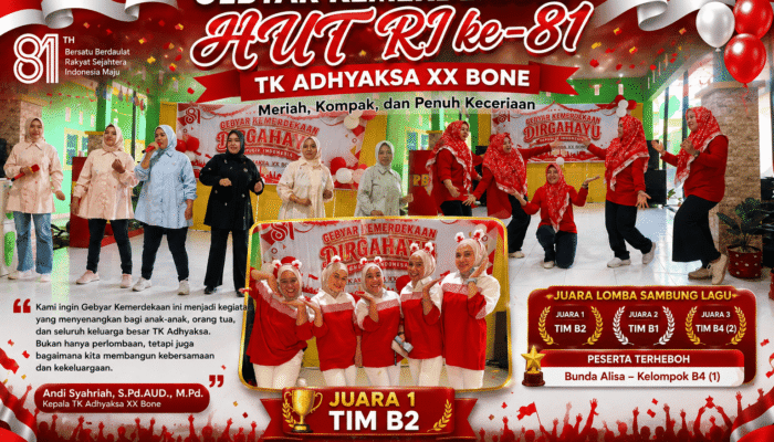 Gebyar Kemerdekaan TK Adhyaksa Bone, Dari Keceriaan Lomba hingga Kekompakan Paguyuban Adhyaksa