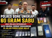 Polres Bone Ungkap 60 Gram Sabu, 2 Pelaku Ditangkap, Warga Sidrap Diciduk di Jalan Poros Bone-Wajo