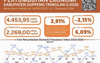 Pertumbuhan Ekonomi Soppeng Melambat, dari 9,39 Persen di Triwulan I Menjadi 2,91 Persen